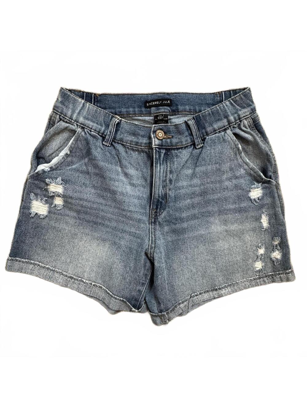 Sincerely Jules Distressed Denim Shorts Size 5/27